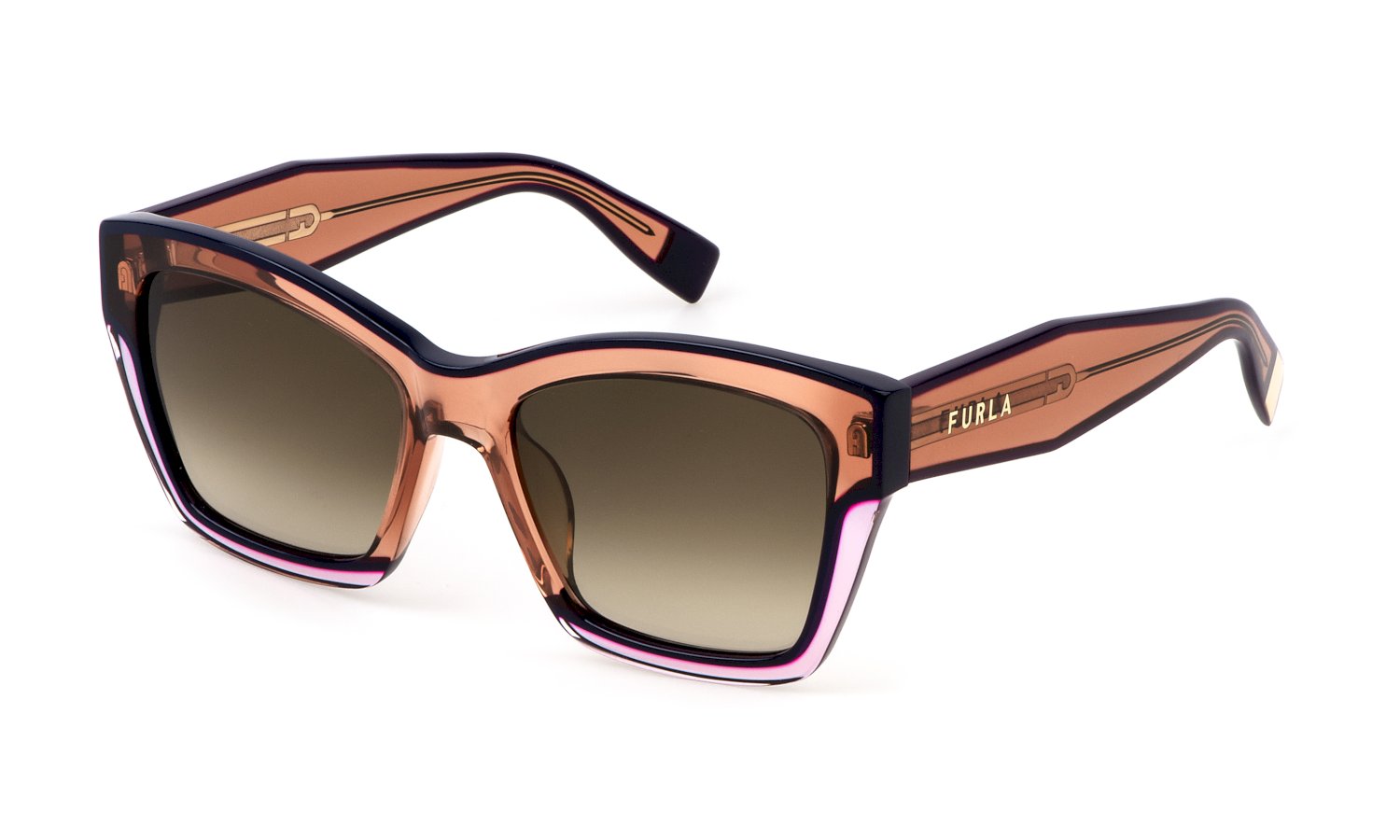 0190605530207 - Damen SFU778V  06EP Gläser SONNENBRILLEN Acetat Orange Braun Quadratisch Normal Schattiert