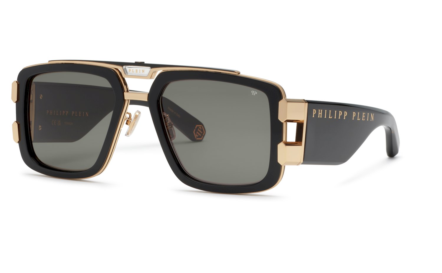 0190605531211 - Herren SPP128M PLEIN EAGLE  301 Sonnenbrillen Metall Gold Grau Quadratisch Normal