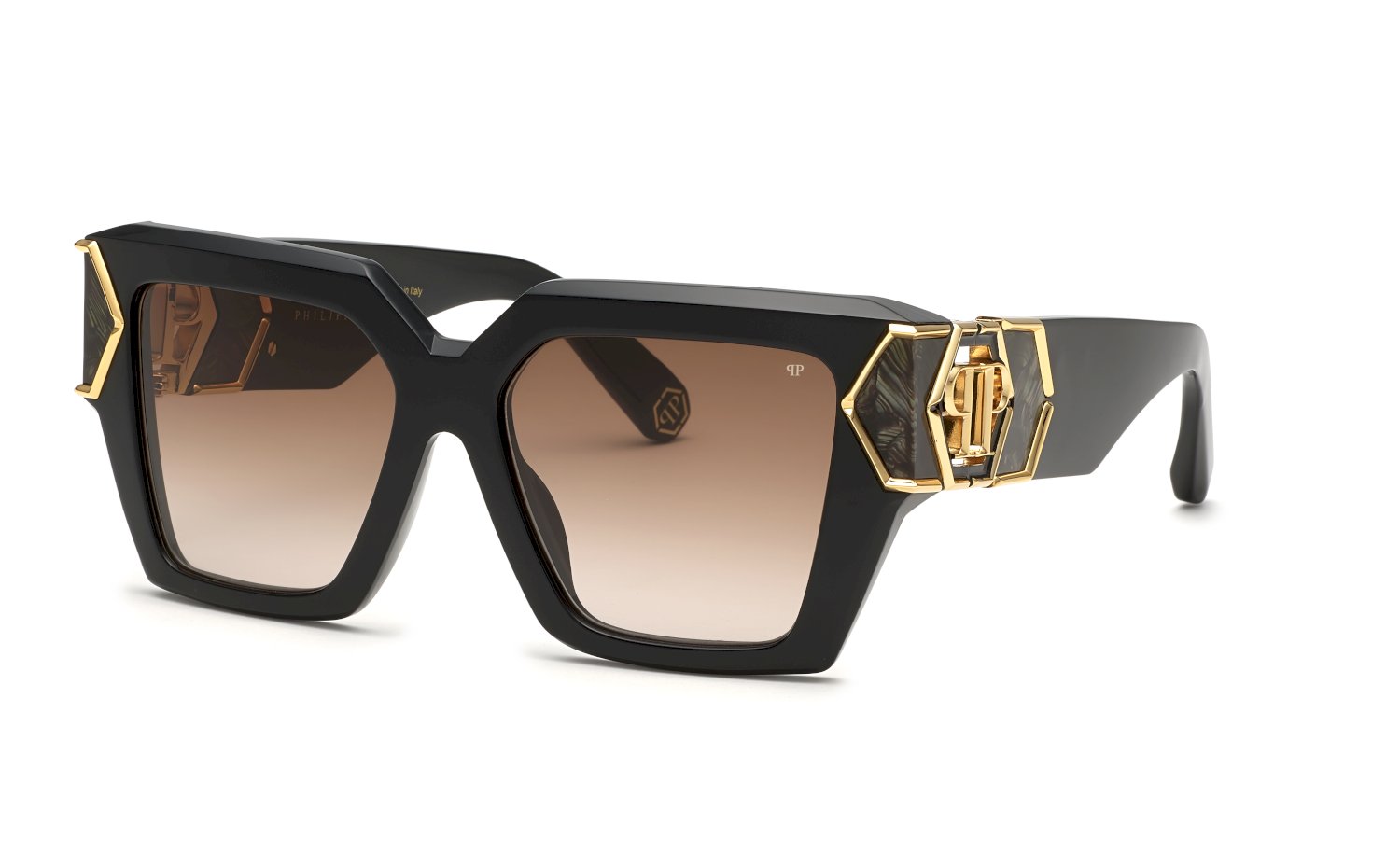 0190605531433 - Damen SPP135M PLEIN HERA  700Y Gläser SONNENBRILLEN Acetat Schwarz Braun Quadratisch Normal Schattiert