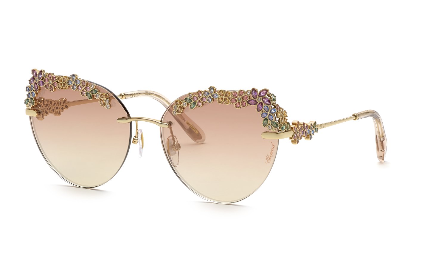 0190605548370 - Damen SCHL30S  300G Gläser SONNENBRILLEN Metall Gold Braun Schmetterling Gespiegelt Schattiert