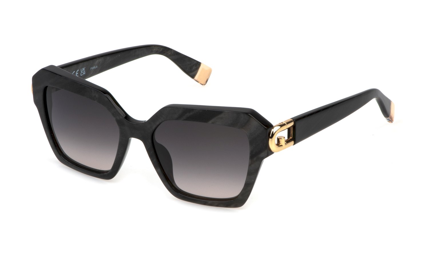 0190605564301 - Damen SFU817  701 Sonnenbrillen Acetat Schwarz Rauch Quadratisch Normal Schattiert