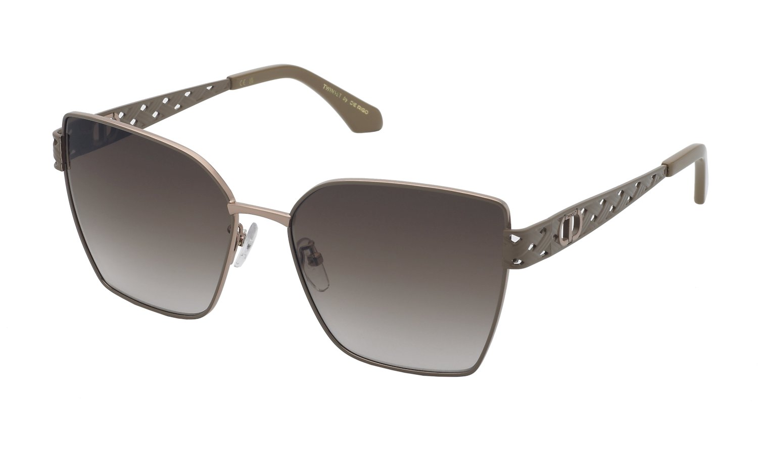 0190605624319 - Damen STW107 Gläser SONNENBRILLEN Metall Gold Braun Quadratisch Normal Schattiert