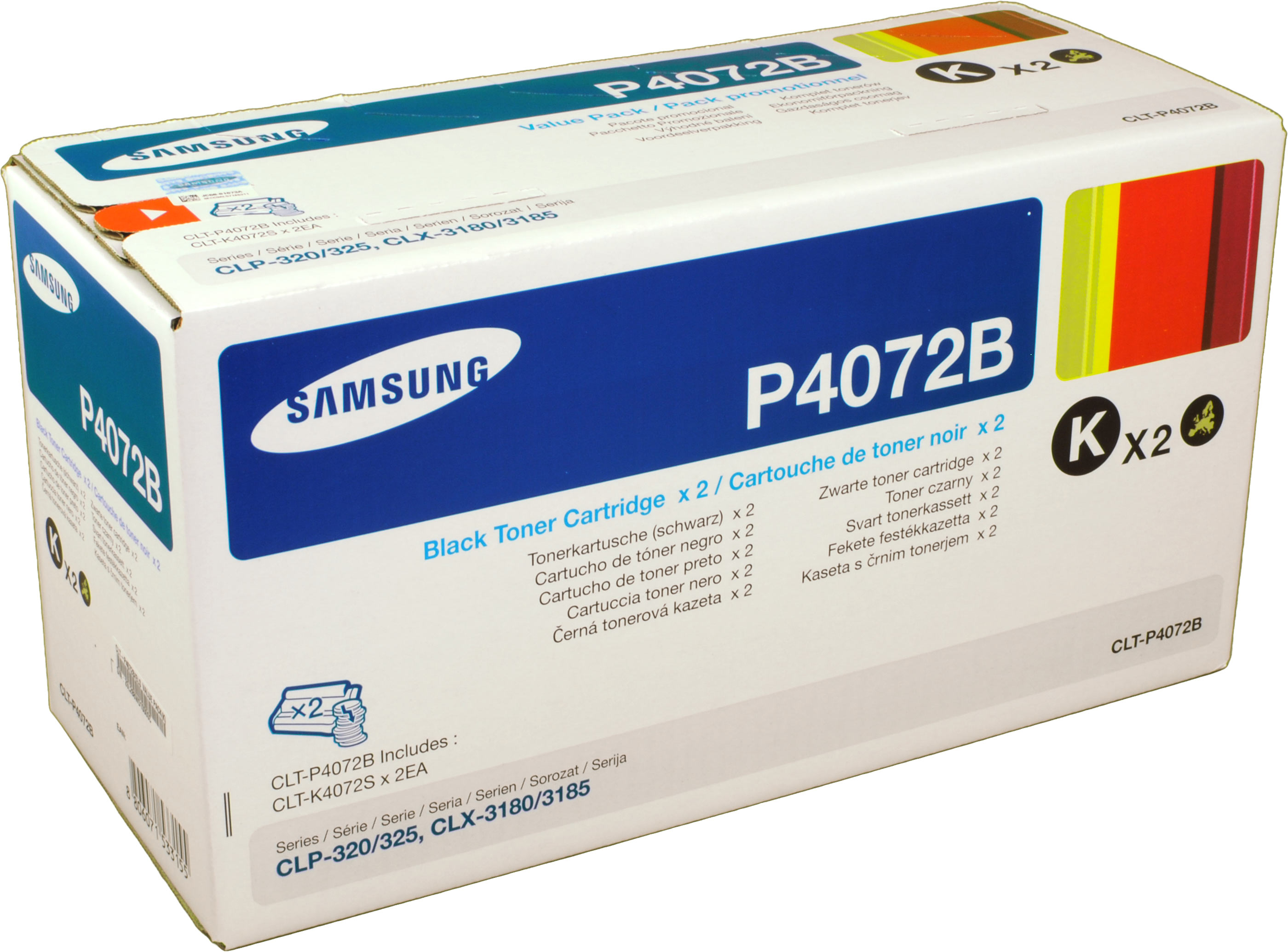 0191628449392 - Samsung Original CLT-P4072B Twin-Pack Toner schwarz 3000 Seiten (CLT-P4072B ELS) für CLP-320 N 325 W CLX-3185 FN FW N