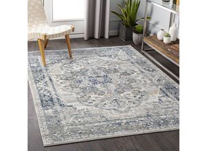 0192201302288 - Perserteppich Kurzflor Wohnzimmer Vintage Orient Blau und Beige 160 x 220 cm - Surya