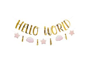 0192937026267 - Papiergirlanden-Set Hello World rosa 170 Meter