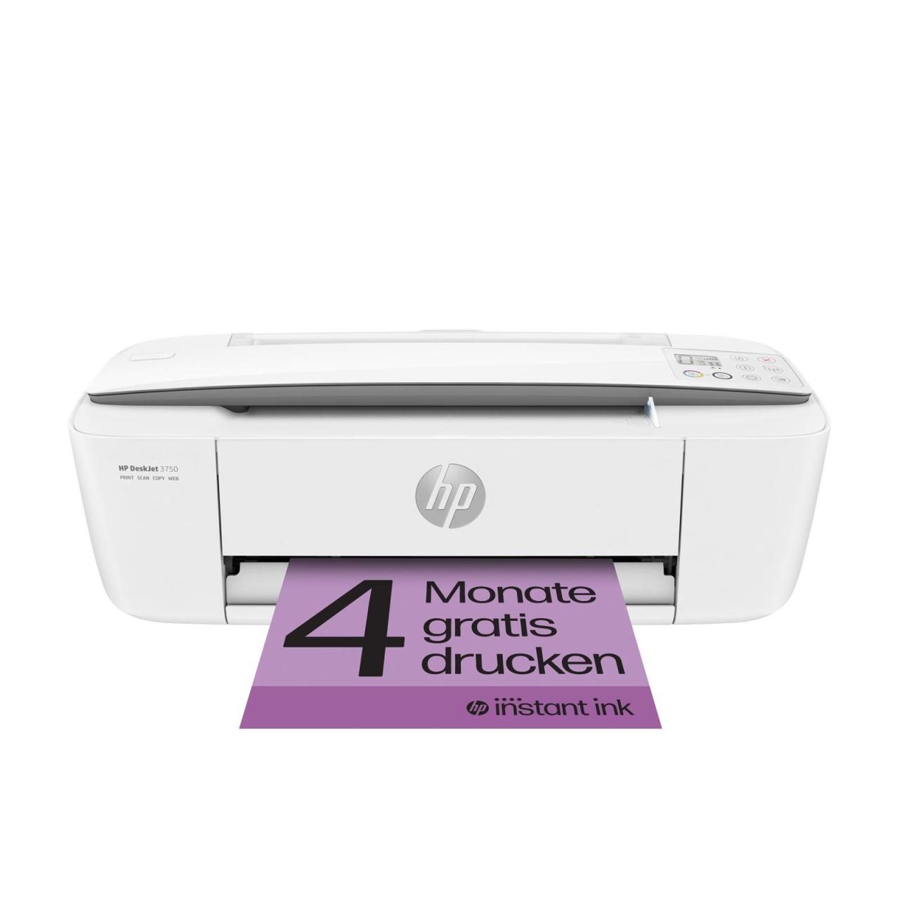 0193015105379 - Inc Deskjet 3750 All-in-One - Multifunktionsdrucker - Farbe - Tintenstrahl - 216 x 355 mm (Original) - A4 Legal (Medien) - bis zu 4 Seiten Min (Kopieren) - bis zu 19 Seiten Min (Drucken) - 60 Blatt - USB 20 Wi-Fi(n) - Stone (T8X12B#629)