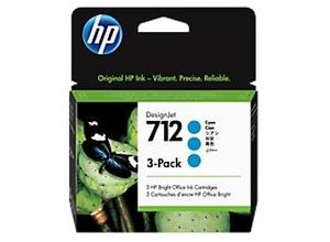 0193905352869 - Hewlett Packard - hp 712 3er-Pack Cyan DesignJet Druckerpatronen 3ED77A 29 ml (3ED77A)