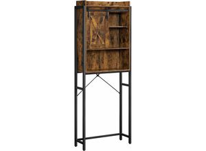 0194343011479 - Songmics - vasagel Toilettenregal Badregal mit Schrank Stahlgestell Waschmaschinenregal Industrie-Design 64 x 24 x 171 cm vintagebraun-schwarz