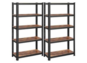 0194343012452 - Songmics - Standregale 2er Set Bücherregale Lagerregale 5 Ablagen Küchenregale Regale 150 x 75 x 30 cm bis 650 kg belastbar verstellbare