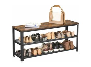 0194343012742 - Songmics - vasagle Schuhbank Schuhregal mit 2 Ablagen Schuhorganizer 100 x 30 x 45 cm für Eingangsbereich Flur Wohnzimmer Metallgestell