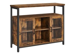 0194343018140 - VASAGLE Sideboard Küchenschrank Aufbewahrungsschrank mit 2 transparenten Glastüren verstellbare Einlegeböden für Küche Esszimmer 100 x 35 x 80