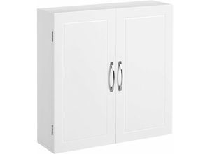 0194343022345 - Badezimmerschrank Wandschrank Aufbewahrungsschrank mit 2 Türen mit 2 verstellbaren Regalebenen 60 x 18 x 60 cm skandinavischer Stil mattweiß