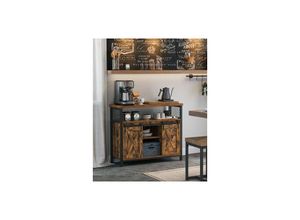 0194343022390 - Songmics - vasagle Sideboard Küchenschrank Aufbewahrungsschrank mit 2 Schiebetüren verstellbare Ablage industriell vintagebraun-schwarz von