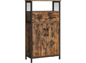 0194343025704 - Songmics - vasagle Badezimmerschrank Sideboard verstellbarer Regalboden offenes Fach 60 x 30 x 108 cm Industrie-Design vintagebraun-schwarz von