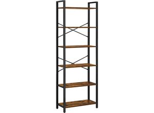 0194343027661 - Songmics - vasagle Bücherregal mit 6 Ebenen Aufbewahrungsregal Stahlgestell für Wohnzimmer Arbeitszimmer Büro und Flur 66 x 30 x 186 cm