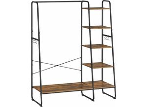 0194343031538 - Songmics - vasagle Kleiderständer Garderobenständer 5 Ebenen 45 x 120 x 160 cm Garderobe mit Schuhablage Kleiderstange offener Kleiderschrank