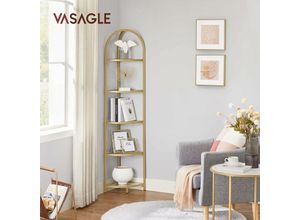 0194343032931 - Songmics - vasagle Eckregal mit 5 Etagen Bücherregal Standregal Metallgestell Ablagen aus Hartglas rostfrei Wohnzimmer Schlafzimmer Küche