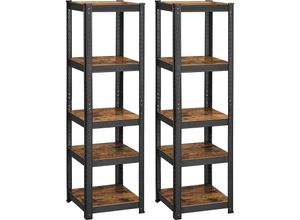 0194343034300 - Songmics - Schwerlastregal 2er Set Bücherregal Lagerregal Standregal 5 Ablagen 150 x 37 x 37 cm bis 400 kg belastbar verstellbare Ablagen