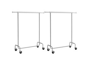 0194343035246 - Songmics - GarderobenständerKleiderständer2er Set Metallbis 130 kg(110-150) x 160 x 45 cmSchwerlast Garderobeverchromt HSR011S02 - Silber