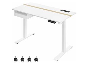 0194343040196 - Songmics - vasagle Höhenverstellbarer Schreibtisch elektrisch 60 x 120 cm Tischoberfläche stufenlos verstellbar Memory-Funktion mit 4 Höhen weiß