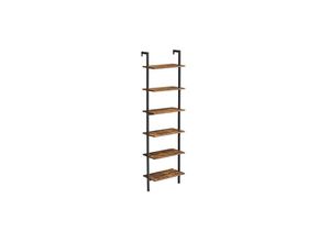 0194343040363 - Leiterregal 6-stufiges Bücherregal Wandregal für Wohnzimmer Büro Küche Schlafzimmer 60 x 30 x 2048 cm industriell rustikal braun und schwarz