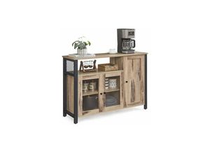 0194343042503 - Songmics - vasagle Sideboard Küchenschrank Kommode 110 x 33 x 75 cm mit 3 Türen - Naturfarben-Schwarz