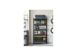 0194343042879 - Schwerlastregal Kellerregal Lagerregal 30 x 75 x 150 cm Regal mit Stahlgestell bis 650 kg belastbar 5 verstellbare Ablagen Naturfarben-Schwarz