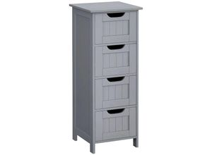 0194343043142 - Songmics - vasagle Badkommode Badezimmerschrank mit 4 Schubladen 30 x 30 x 82 cm - Grau