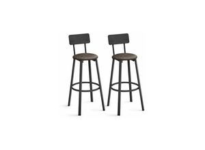 0194343046075 - Songmics - vasagle Barhocker 2er Set Barstühle PU-Bezug 39 x 39 x 100 cm 755 cm hoher Sitz mit Fußstütze einfacher Aufbau Industrie-Design