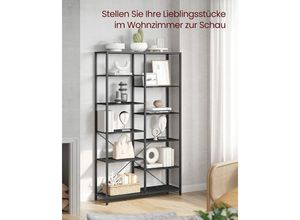 0194343046235 - Songmics - vasagle Bücherregal mit 5 Ebenen Standregal Regal für Wohnzimmer Bad Küche Flur einfache Montage Schwarze Holzoptik-schwarz