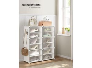 0194343047430 - Songmics - Schuhregal mit 6 Fächern Schuhschrank 30 x 40 x 30 cm pro Fach schmal mit Türen Stahlrahmen Kunststoff für Flur Schlafzimmer