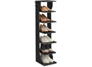 0194343048406 - VASAGLE Schuhregal schmal Standregal mit 6 Ebenen platzsparend für Eingangsbereich Ecke Schuhablage schwarz von LBS200T16 - Schwarz