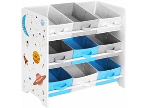 0194343100203 - Songmics - Kinderzimmerregal Spielzeug-Organizer Bücherregal für Kinder mit 9 Aufbewahrungsboxen aus Fleece Kinderzimmer Schule Kindergarten