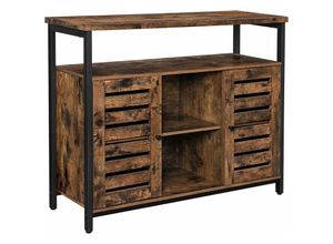 0194343101545 - Songmics - vasagle Kommode mit Lamellentüren Sideboard Beistellschrank Flurschrank Industrie-Design Küchenschrank Vintage dunkelbraun von LSC79BX