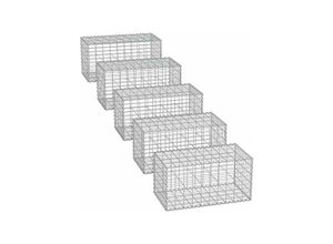 0194343102375 - Gabionenkorb100 x 50 x 50 cm5er Set Metall-Steinkorb mit 5 x 10 cm Maschenweite für Mauersteine verzinkt Steingabione Mauer silber GGB555