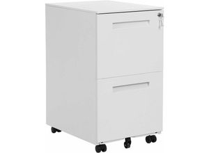 0194343108773 - Songmics - Rollcontainer mobiler Aktenschrank mit 2 Schubladen abschließbar für Bürodokumente vormontiert 39 x 50 x 695 cm (l x b x h) weiß