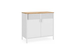 0194343185286 - Songmics - Sideboard Küchenschrank Metallschrank mit Doppeltür Stahlgestell - weiß