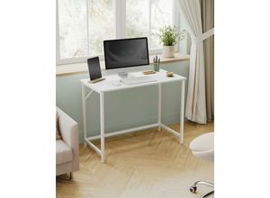 0194343185408 - Songmics - vasagle Schreibtisch Computertisch schmaler Bürotisch 100 x 50 x 75 cm Arbeitszimmer Homeoffice Büro einfacher Aufbau Metallweiß