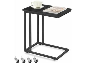 0194343186443 - Songmics - vasagle Beistelltisch Sofatisch mit Rollen C-Form mobiler Kaffeetisch 35 x 50 x 60 cm Wohnzimmertisch mit Metallgestell für Kaffee