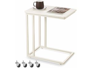 0194343186450 - Songmics - vasagle Beistelltisch Sofatisch mit Rollen C-Form mobiler Kaffeetisch 35 x 50 x 60 cm Wohnzimmertisch mit Metallgestell für Kaffee