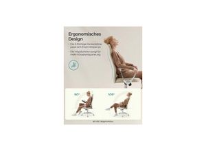 0194343189598 - Bürostuhl ergonomischer Schreibtischstuhl Drehstuhl gepolsterter Sitz höhenverstellbar und neigbar bis 120 kg belastbar cappuccinobeige