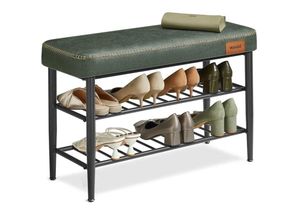 0194343193557 - Songmics - vasagle ekho Kollektion - Schuhregal Sitzbank Sitztruhe Kunstleder Mid-Century-Stil 30 x 80 x 50 cm waldgrün - waldgrün