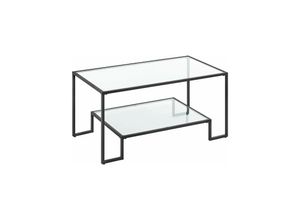 0194343196060 - Vasagle Couchtisch Glastisch Wohnzimmertisch 2 Ablagen aus Hartglas Stahlgestell 55 x 100 x 45 cm Dekoration für Wohnzimmer basisschwarz