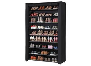 0194343244440 - Schuhregal Songmics  Schwarz  Metall Kunststoff Textil  10 Fächer  100x162x28 cm  Garderobe Schuhaufbewahrung Schuhregale