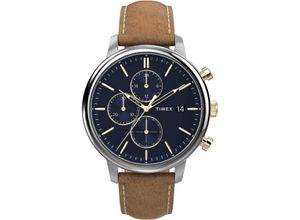 0194366085778 - Chronograph TIMEX CHICAGO Armbanduhren braun (cognacfarben) Herren Quarzuhr Armbanduhr Herren Datum Stoppfunktion 1224-Std-Anzeige