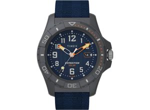 0194366210972 - Solaruhr TIMEX FREEDIVE Armbanduhren blau Herren Armbanduhr Herrenuhr Datum Leuchtzeiger Mineralglas analog