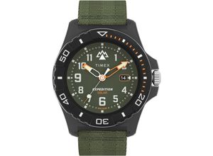 0194366210989 - Solaruhr TIMEX FREEDIVE Armbanduhren grün (khaki) Herren Armbanduhr Herrenuhr Datum Leuchtzeiger Mineralglas analog