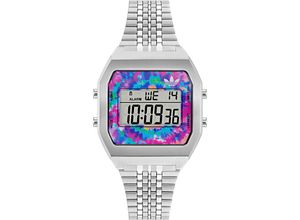 0194366390759 - Digitaluhr ADIDAS ORIGINALS DIGITAL TWO Armbanduhren silberfarben Damen Quarzuhr Armbanduhr Herrenuhr Damenuhr unisex Edelstahlarmband