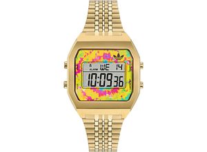 0194366390773 - Digitaluhr ADIDAS ORIGINALS DIGITAL TWO Armbanduhren goldfarben (gelbgoldfarben) Damen Quarzuhr Armbanduhr Herrenuhr Damenuhr unisex Edelstahlarmband