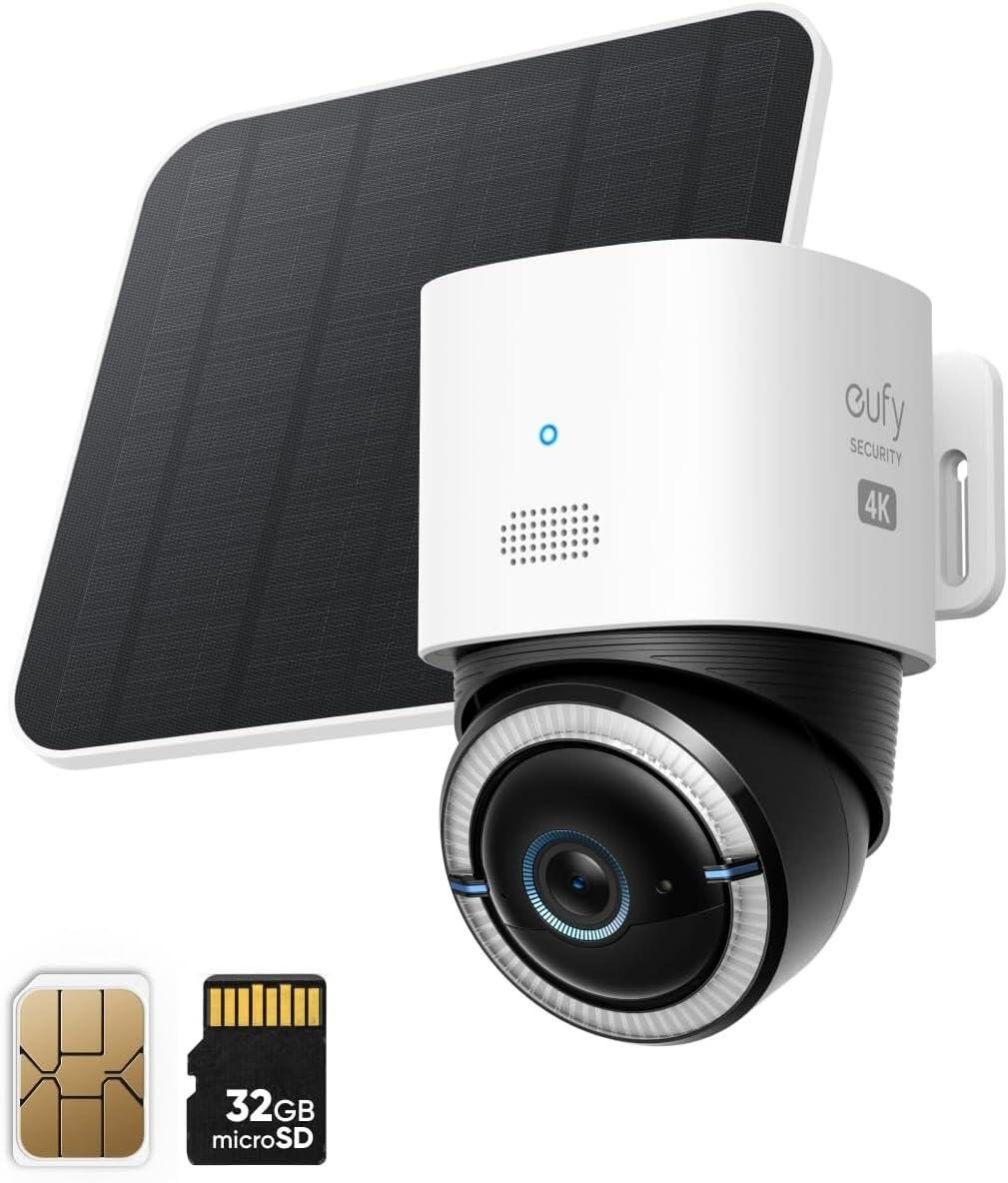 0194644177768 - eufy 4G LTE Cam S330 UHD 4K Überwachungskamera mit Solarpanel (Schwenk-Neige KI inkl SIM-Karte)